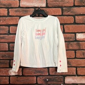 Kids Tommy Hilfiger White Long Sleeve Tee with Pink and Purple Accents